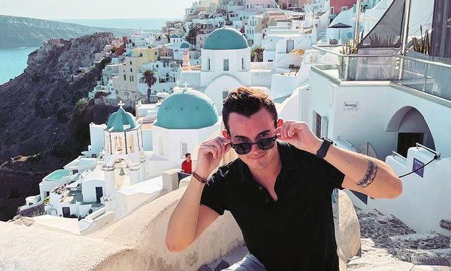 Joshua Cash strikes a pose in Greece.