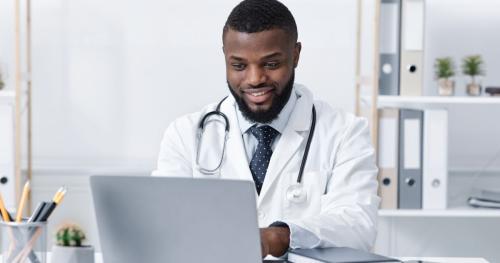 Doctor on computer