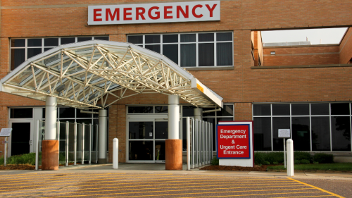 Hospital emergency entrance.