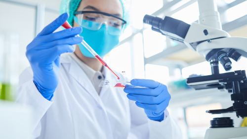 Researcher examines blood