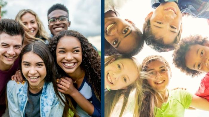 young people smiling outside